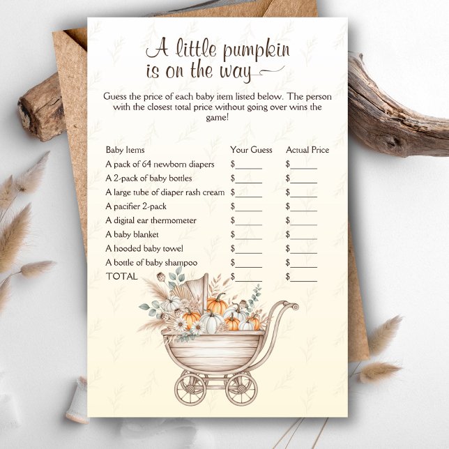 A Little Pumpkin Boho Baby Shower Price is Right (A Little Pumpkin Is On The Way Baby Shower Game - The Price is Right Baby Edition)