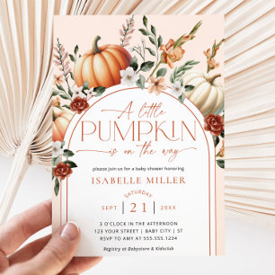 A Little Pumpkin Boho Fall Floral Baby Shower Invitation