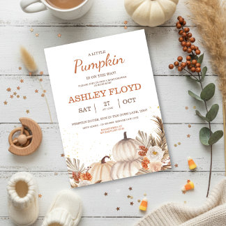 A Little Pumpkin — Boho Halloween Baby Shower Invitation