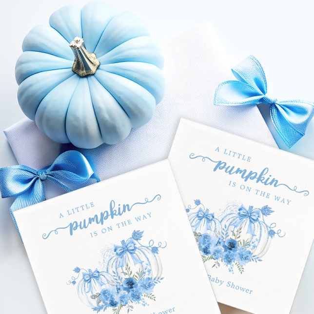 A Little Pumpkin Bow Fall Boy Baby Shower Napkin (Creator Uploaded)