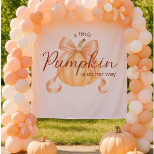 A little Pumpkin Bow Pink Baby Shower Backdrop Tapestry