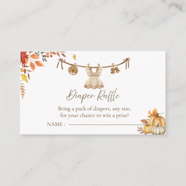A Little Pumpkin Diaper Raffle, Laundry Boho Fall Enclosure Card (Front)