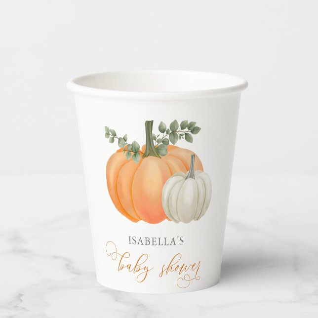 A Little Pumpkin Fall Autumn Baby Shower  Paper Cups (Front)