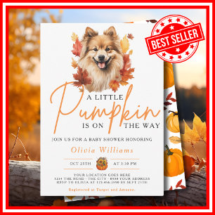 A Little Pumpkin Fall Autumn DOG Baby Shower Invitation