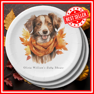 A Little Pumpkin Fall Autumn Floral Baby Shower Paper Plate