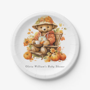A Little Pumpkin Fall Autumn Floral Baby Shower Paper Plate
