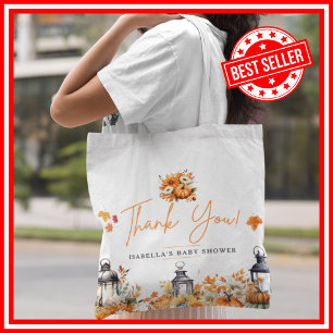 A Little Pumpkin Fall Autumn Floral Baby Shower Tote Bag
