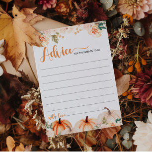 A Little Pumpkin Fall Baby Shower Advice Card