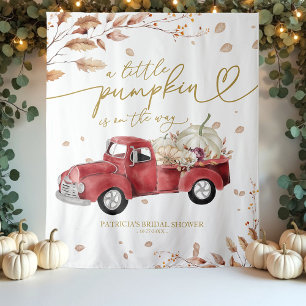 A Little Pumpkin Fall Baby Shower Backdrop Tapestry