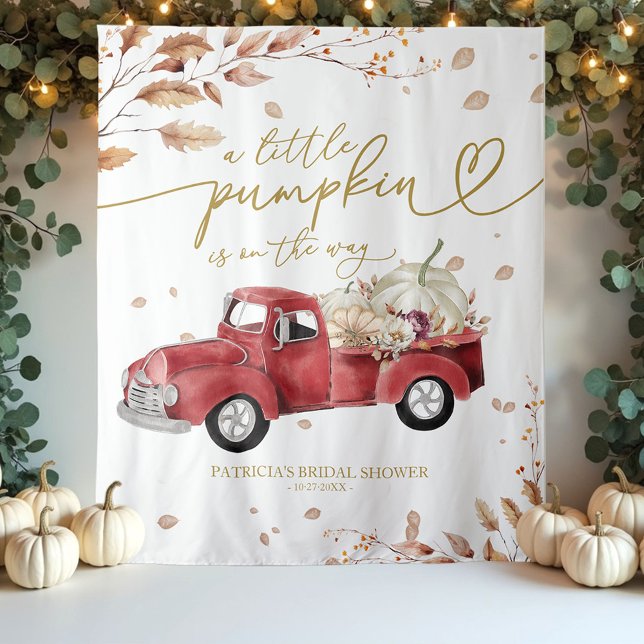 A Little Pumpkin Fall Baby Shower Backdrop Tapestry (Creator Uploaded)