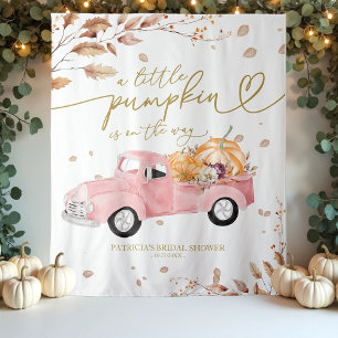 A Little Pumpkin Fall Baby Shower Backdrop Tapestry