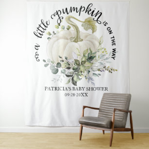 A Little Pumpkin Fall Baby Shower Backdrop Tapestry