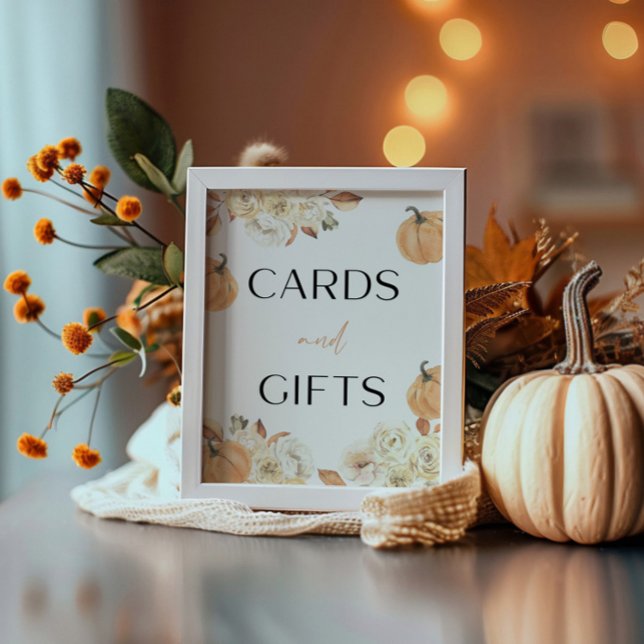 A Little Pumpkin Fall Baby Shower Cards And Gifts Pedestal Sign (Creator Uploaded)