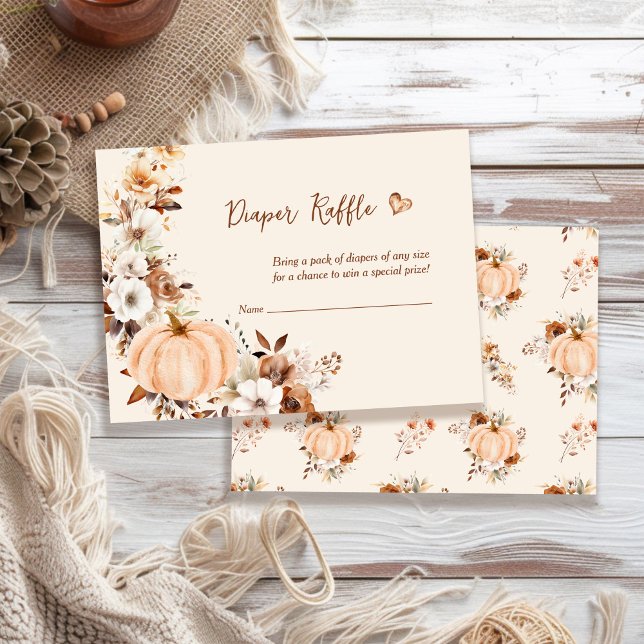 A Little Pumpkin Fall Baby Shower Diaper Raffle Enclosure Card (Creator Uploaded)