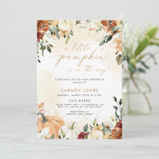 A Little Pumpkin Fall Baby Shower Gender Neutral Invitation