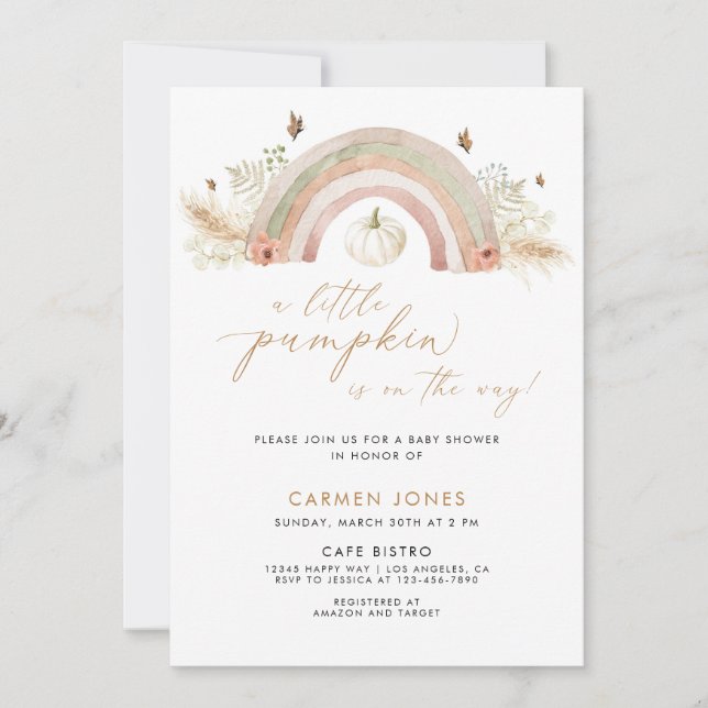 A Little Pumpkin Fall Baby Shower Gender Neutral Invitation (Front)
