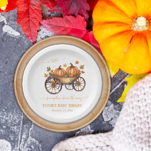A Little Pumpkin Fall Baby Shower Gender Neutral Paper Plate