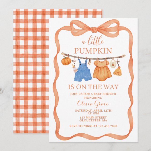 A Little Pumpkin Fall Baby Shower Invitation (Front/Back)