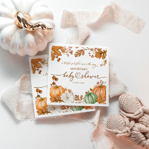 A Little Pumpkin Fall Baby Shower Leaves & Pumpkin Napkin