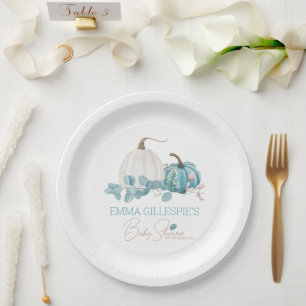A Little Pumpkin Fall Baby Shower Paper Plate
