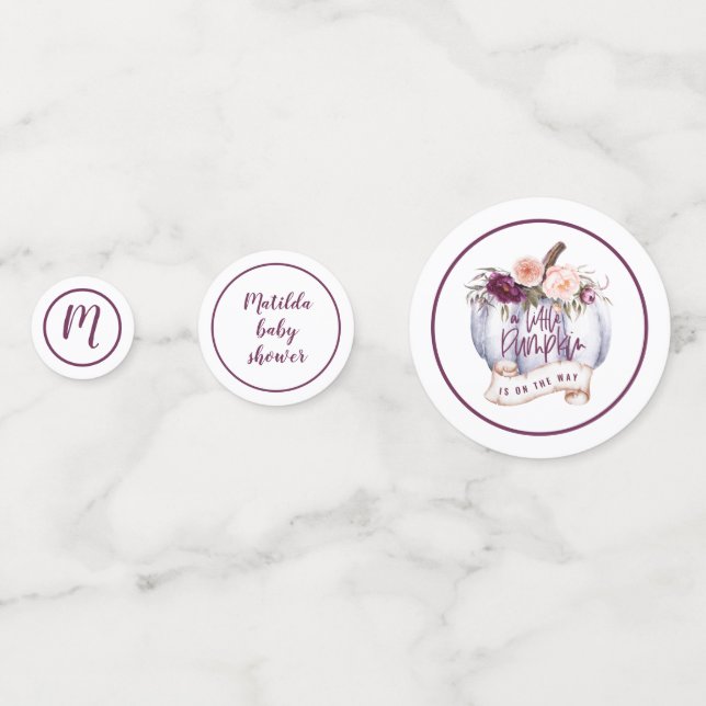 A little pumpkin fall baby shower party decor confetti (Backs)