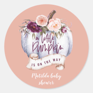 A little pumpkin fall baby shower party favor classic round sticker