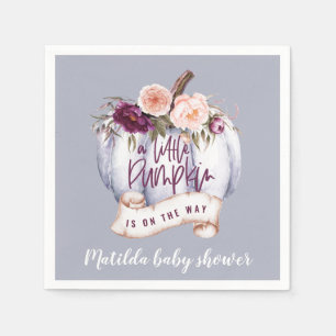 A little pumpkin fall baby shower party napkin