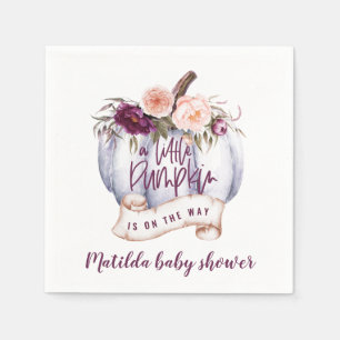 A little pumpkin fall baby shower party napkin