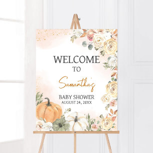 A Little Pumpkin Fall Baby Shower Welcome Poster