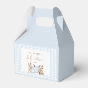 A Little Pumpkin Fall Blue Gingham Boy Baby Shower Favor Box