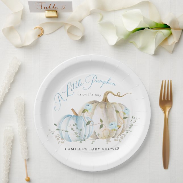 A Little Pumpkin Fall Boy Baby Shower Paper Plates (Wedding)