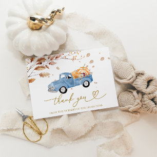 A Little Pumpkin Fall Boy Baby Shower Thank You Invitation