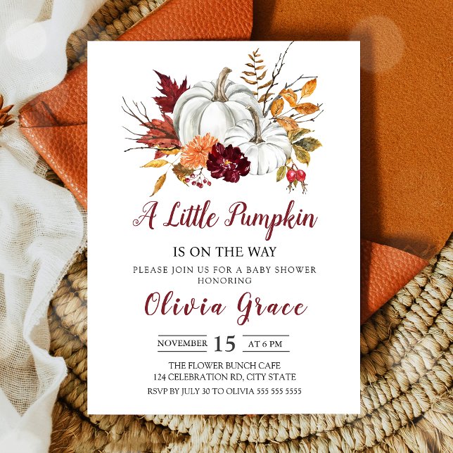 A Little Pumpkin Fall Floral Baby Shower  Invitation (Creator Uploaded)