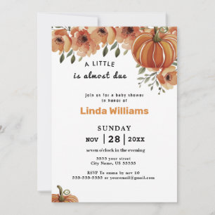 A Little Pumpkin Fall Floral Baby Shower  Invitation