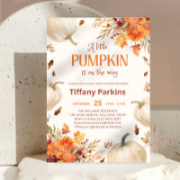 A Little Pumpkin Fall flower Baby Shower Invitatio