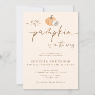 A Little Pumpkin Fall Gender Neutral Baby Shower Invitation