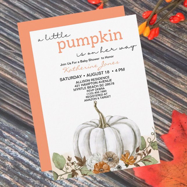 A Little Pumpkin Fall Girl Baby Shower Invitation (Creator Uploaded)