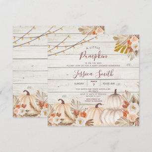 A little Pumpkin Fall in Love Wood Baby Shower Invitation