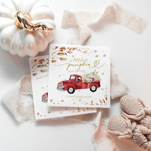 A Little Pumpkin Fall Red Truck Baby Shower Napkin