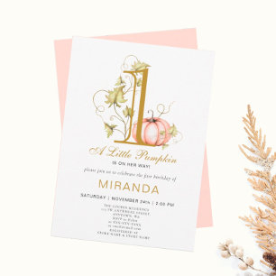 A Little Pumpkin First birthday of Invitation