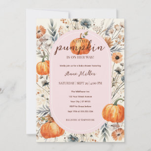 A Little Pumpkin Floral Baby Girl Shower Invitation