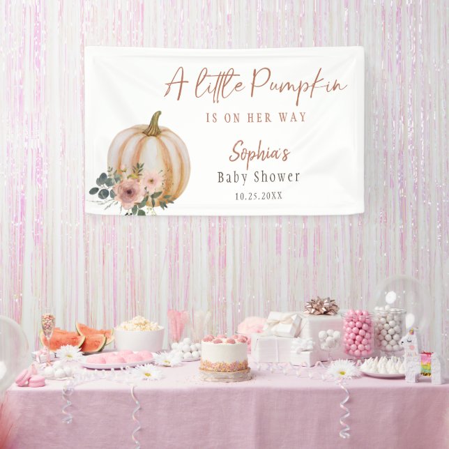 A Little Pumpkin Floral Baby Shower Banner (Party)