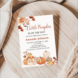 A Little Pumpkin Floral Boho Fall Baby Shower Invitation