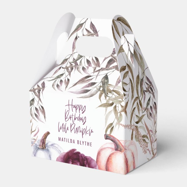 A little pumpkin floral fall birthday party favor box (Front Side)