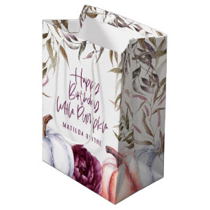 A little pumpkin floral fall birthday party   medium gift bag