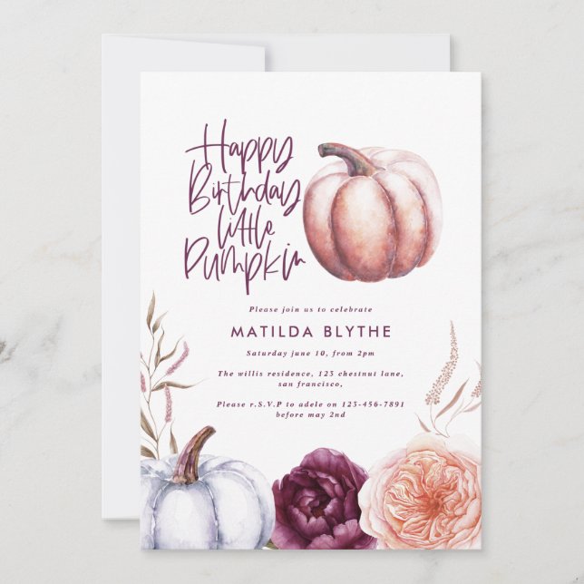 A little pumpkin floral fall purple peach photo (Front)