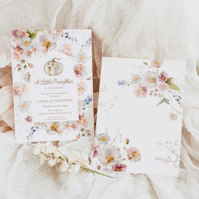 A Little Pumpkin Floral Girl Baby Shower Invitation (Creator Uploaded)