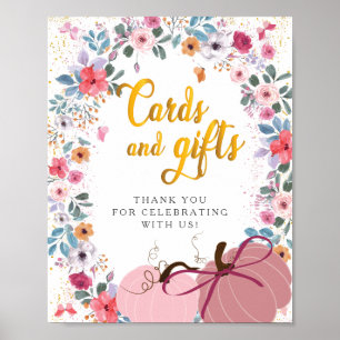 A little Pumpkin Flower Wreath Fall Gifts Cards Poster