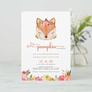 A Little Pumpkin Fox Is On The Way Baby Shower  Invitation
