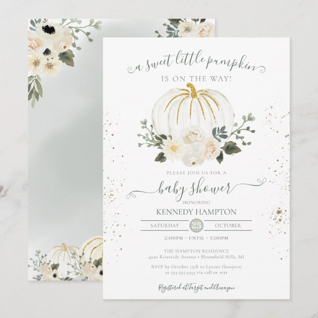 A Little Pumpkin Gender Neutral Fall Baby Shower Invitation (Front/Back)